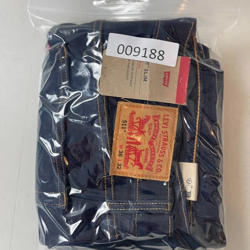 Levis 511 Jeans Mens 36x32 Blue Slim Fit Dark Wash Stretch Denim Grunge Preppy